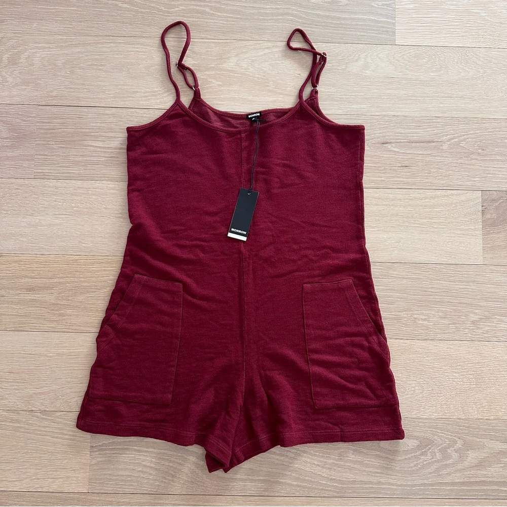 MONROW - SUPER SOFT EASY ROMPER - RHUBARB - SIZE MEDIUM